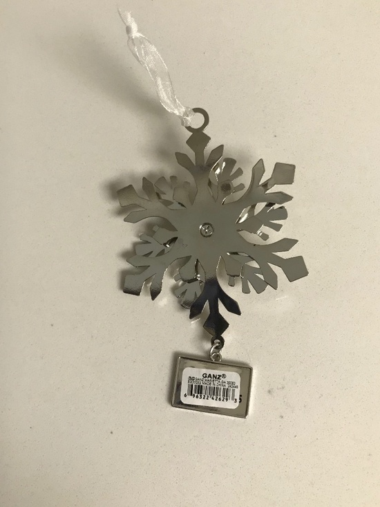 Snow Glad we are Friends Snowflake Christmas Ornament Shiny Blue Stone Centre - Picture 2 of 4